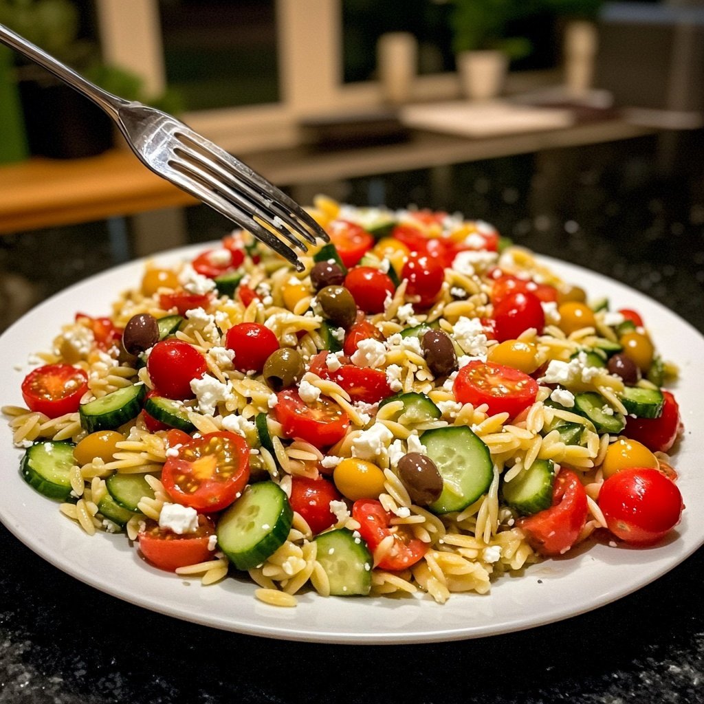 Griechischer Orzo Nudelsalat