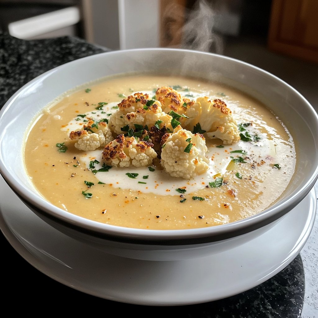 Einfache Blumenkohlsuppe aus dem Ofen