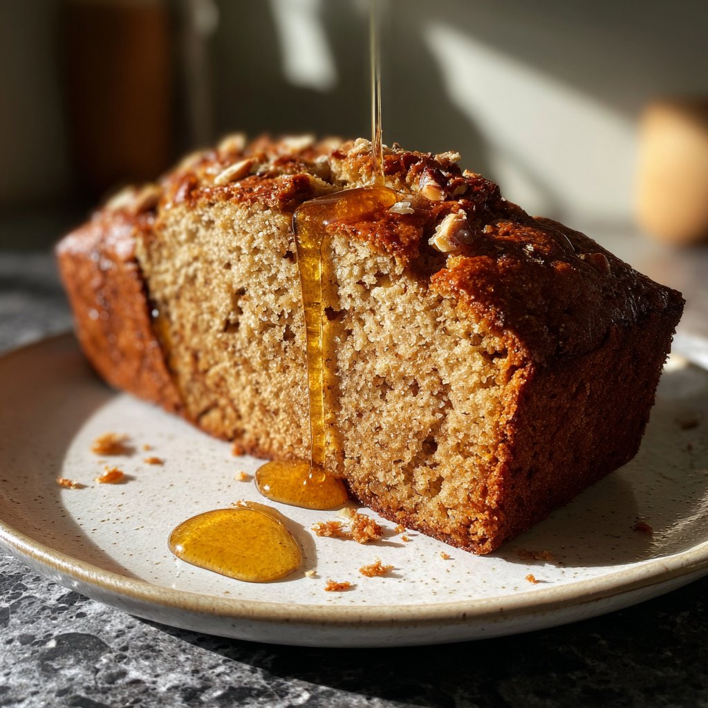 Bananenbrot mit Mandelstückchen und Honig